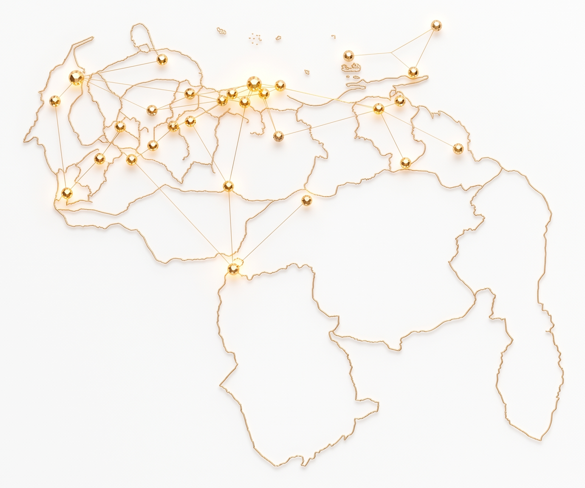 Red nacional de sedes del INAC sobre el mapa de Venezuela